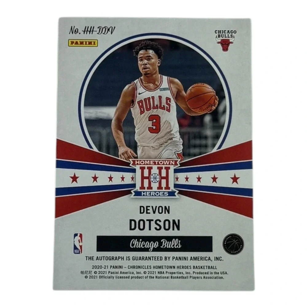 Devon Dotson Chicago Bulls Autographed 2020 2021 Panini‎ Hometown Heroes RC